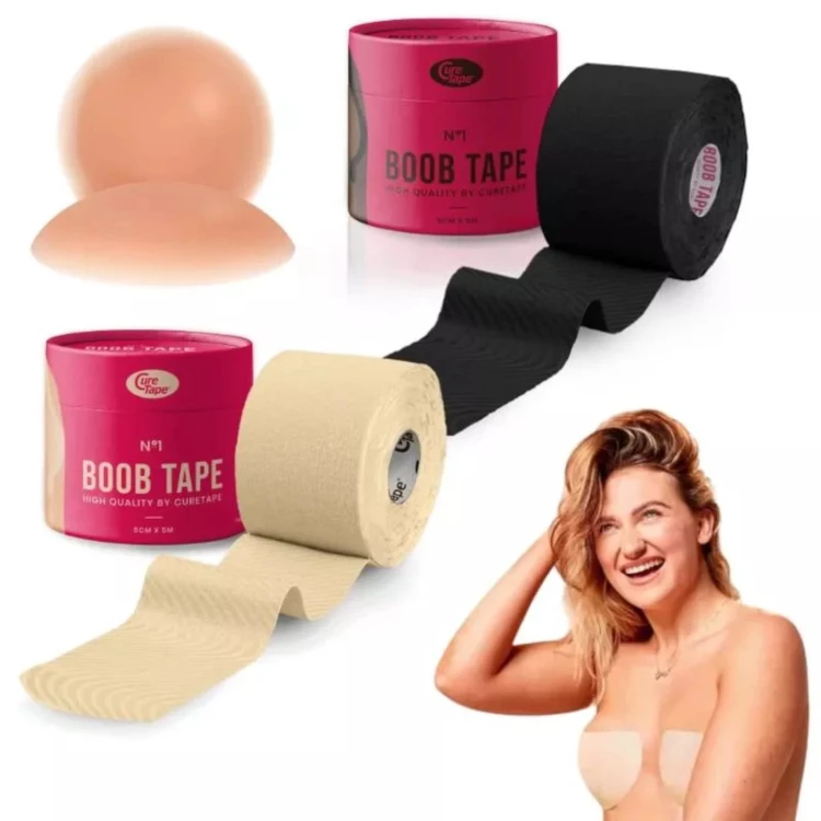 Taśma Modelująca i Potrzymująca Biust z Nasutnikami CureTape Boob Tape - Czarny-2.jpg